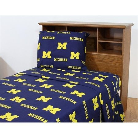 COLLEGE COVERS College Covers MICSSFL Michigan Printed Sheet Set Full- Solid MICSSFL